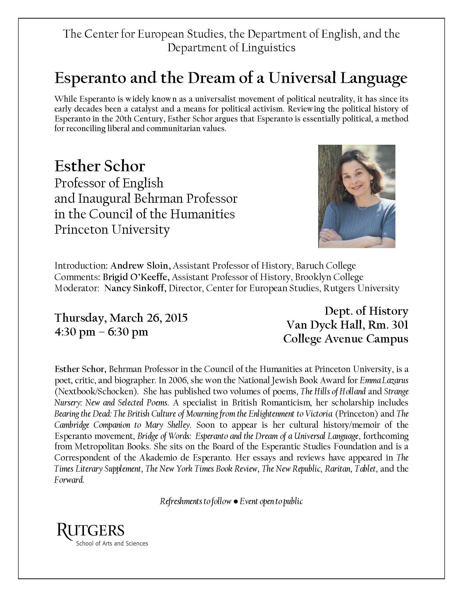 Esperanto lecture March 26